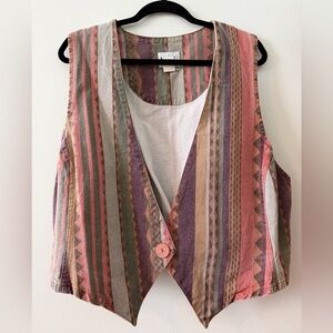 Vintage Aztec striped Multicolor Sleeveless Vest
